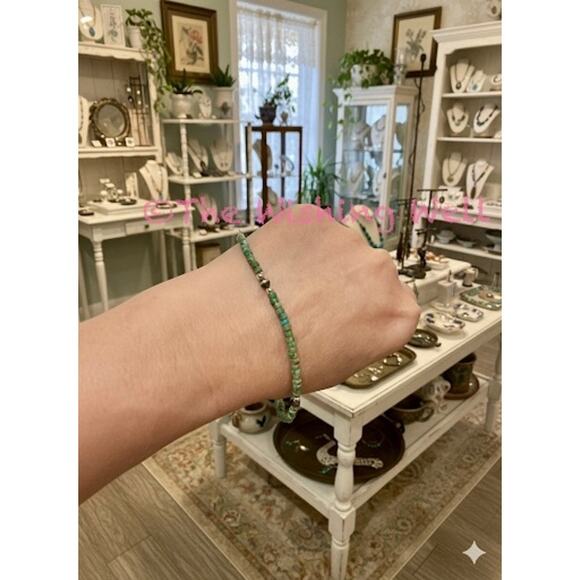 Turquoise  & Silver Bead 925 Sterling Silver Adjustable Bracelet - Picture 2 of 4